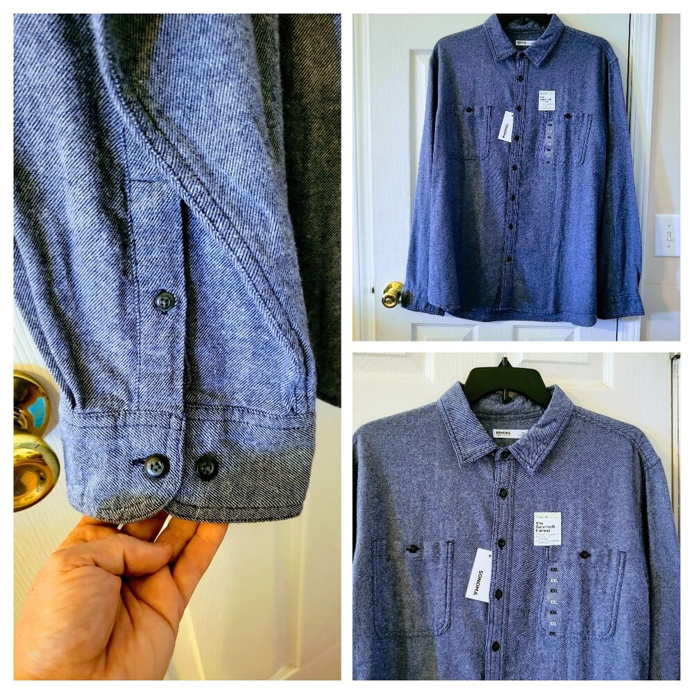 BNWT BEAUTIFUL Solid Blue SUPER-SOFT Sonoma Long-Sleeved Button Down Shirt XXL